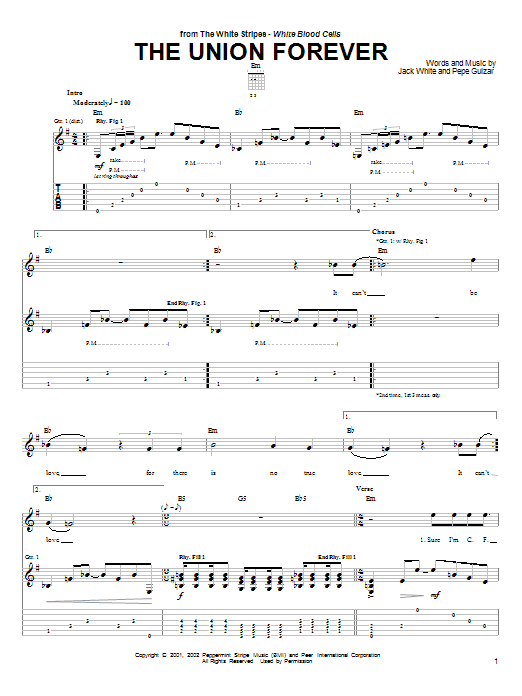 Learn to play The White Stripes The Union Forever sheet music for Guitar Tab in minutes. The White Stripes The Union Forever sheet music notes and chords. Download Printable PDF.