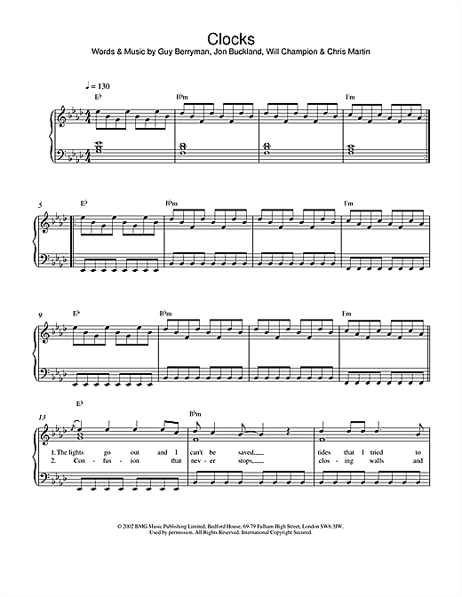 Learn to play Coldplay Clocks sheet music for Easy Piano in minutes. Coldplay Clocks sheet music notes and chords. Download Printable PDF.