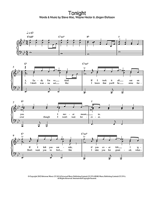 Learn to play Westlife Tonight sheet music for Piano in minutes. Westlife Tonight sheet music notes and chords. Download Printable PDF.