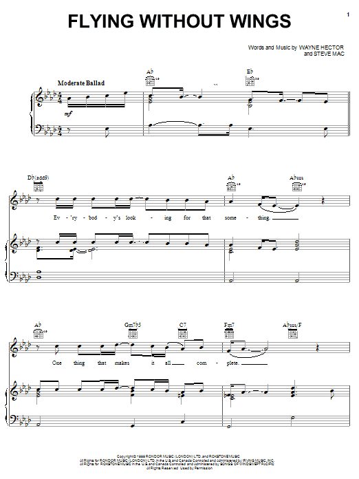 Learn to play Ruben Studdard Flying Without Wings sheet music for Piano, Vocal & Guitar (Right-Hand Melody) in minutes. Ruben Studdard Flying Without Wings sheet music notes and chords. Download Printable PDF.