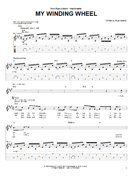 Learn to play Ryan Adams My Winding Wheel sheet music for Guitar Tab in minutes. Ryan Adams My Winding Wheel sheet music notes and chords. Download Printable PDF.
