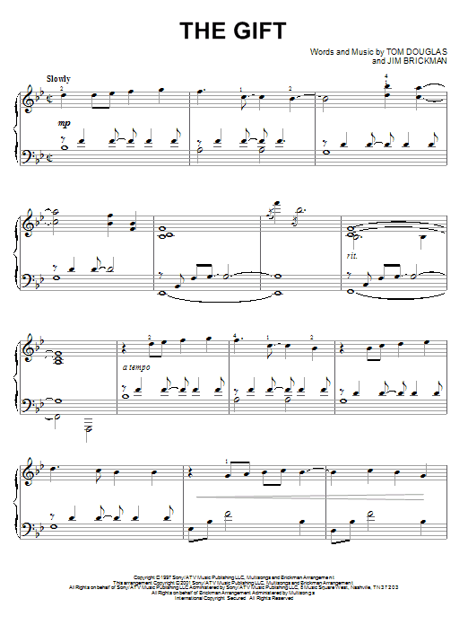 Learn to play Jim Brickman The Gift sheet music for Piano in minutes. Jim Brickman The Gift sheet music notes and chords. Download Printable PDF.