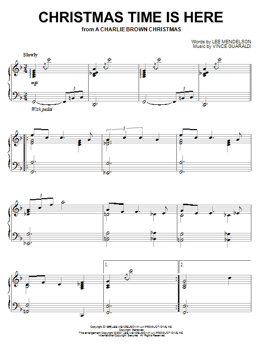 Learn to play Vince Guaraldi Christmas Time Is Here (from A Charlie Brown Christmas) sheet music for Piano in minutes. Vince Guaraldi Christmas Time Is Here (from A Charlie Brown Christmas) sheet music notes and chords. Download Printable PDF.