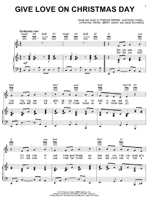 Learn to play Johnny Gill Give Love On Christmas Day sheet music for Piano, Vocal & Guitar (Right-Hand Melody) in minutes. Johnny Gill Give Love On Christmas Day sheet music notes and chords. Download Printable PDF.
