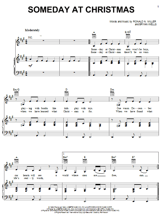 Learn to play Ronald N. Miller Someday At Christmas sheet music for Piano, Vocal & Guitar (Right-Hand Melody) in minutes. Ronald N. Miller Someday At Christmas sheet music notes and chords. Download Printable PDF.