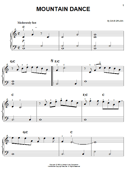Learn to play Dave Grusin Mountain Dance sheet music for Easy Piano in minutes. Dave Grusin Mountain Dance sheet music notes and chords. Download Printable PDF.
