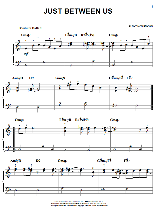 Learn to play Norman Brown Just Between Us sheet music for Easy Piano in minutes. Norman Brown Just Between Us sheet music notes and chords. Download Printable PDF.