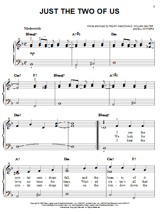 Learn to play Grover Washington Jr. Just The Two Of Us sheet music for Easy Piano in minutes. Grover Washington Jr. Just The Two Of Us sheet music notes and chords. Download Printable PDF.