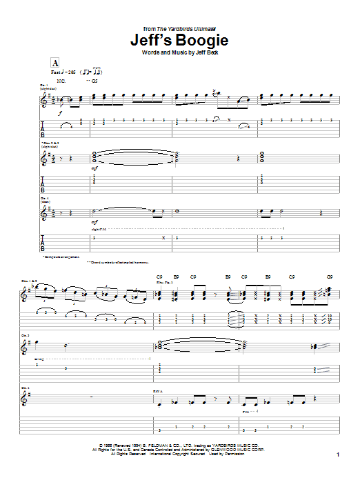 Learn to play Jeff Beck Jeff's Boogie sheet music for Guitar Tab in minutes. Jeff Beck Jeff's Boogie sheet music notes and chords. Download Printable PDF.