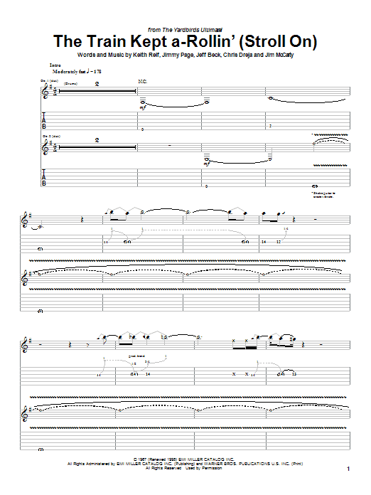 Learn to play The Yardbirds The Train Kept A-Rollin' (Stroll On) sheet music for Guitar Tab in minutes. The Yardbirds The Train Kept A-Rollin' (Stroll On) sheet music notes and chords. Download Printable PDF.