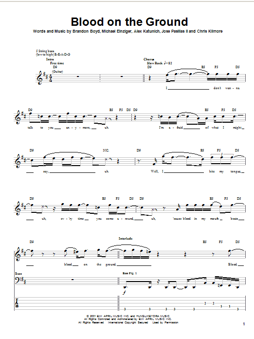 Learn to play Incubus Blood On The Ground sheet music for Bass Guitar Tab in minutes. Incubus Blood On The Ground sheet music notes and chords. Download Printable PDF.