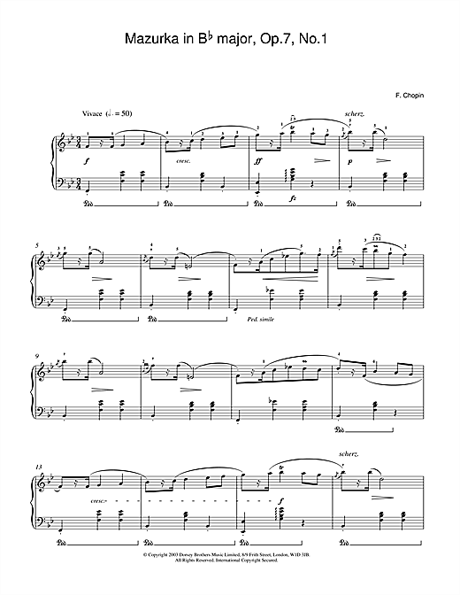 Learn to play Frederic Chopin Mazurka in B Flat major Op.7 No.1 sheet music for Piano in minutes. Frederic Chopin Mazurka in B Flat major Op.7 No.1 sheet music notes and chords. Download Printable PDF.