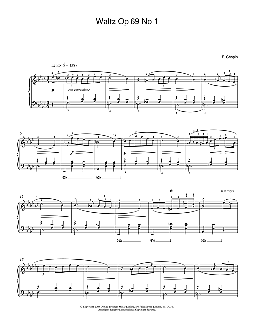Learn to play Frederic Chopin Waltz Op.69, No.1 sheet music for Piano in minutes. Frederic Chopin Waltz Op.69, No.1 sheet music notes and chords. Download Printable PDF.