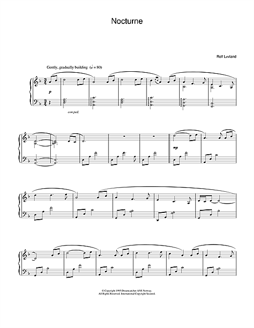 Learn to play Rolf Løvland Nocturne sheet music for Piano in minutes. Rolf Løvland Nocturne sheet music notes and chords. Download Printable PDF.