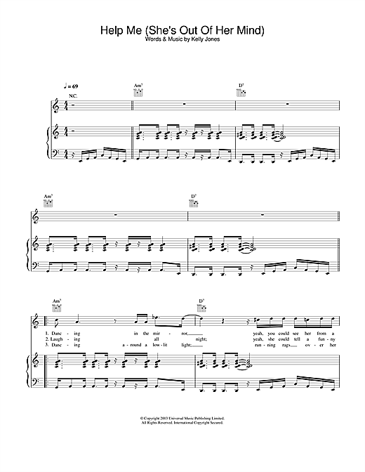 Learn to play Stereophonics Help Me (She's Out Of Her Mind) sheet music for Piano, Vocal & Guitar in minutes. Stereophonics Help Me (She's Out Of Her Mind) sheet music notes and chords. Download Printable PDF.