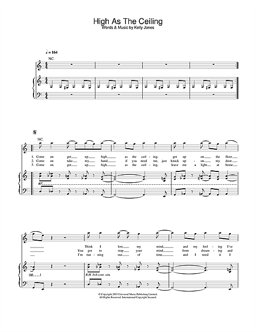 Learn to play Stereophonics High As The Ceiling sheet music for Piano, Vocal & Guitar in minutes. Stereophonics High As The Ceiling sheet music notes and chords. Download Printable PDF.