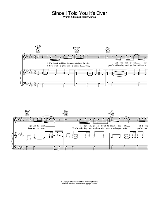 Learn to play Stereophonics Since I Told You It's Over sheet music for Piano, Vocal & Guitar in minutes. Stereophonics Since I Told You It's Over sheet music notes and chords. Download Printable PDF.