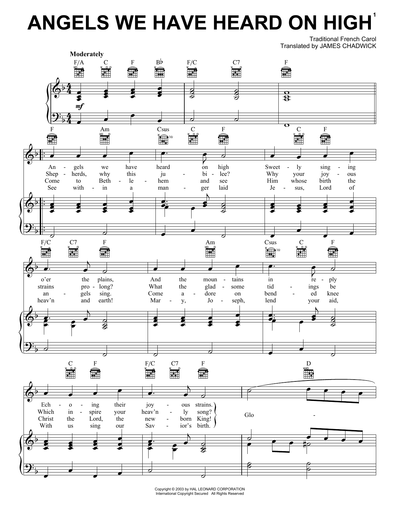 Learn to play Traditional French Carol Angels We Have Heard On High sheet music for Piano, Vocal & Guitar (Right-Hand Melody) in minutes. Traditional French Carol Angels We Have Heard On High sheet music notes and chords. Download Printable PDF.