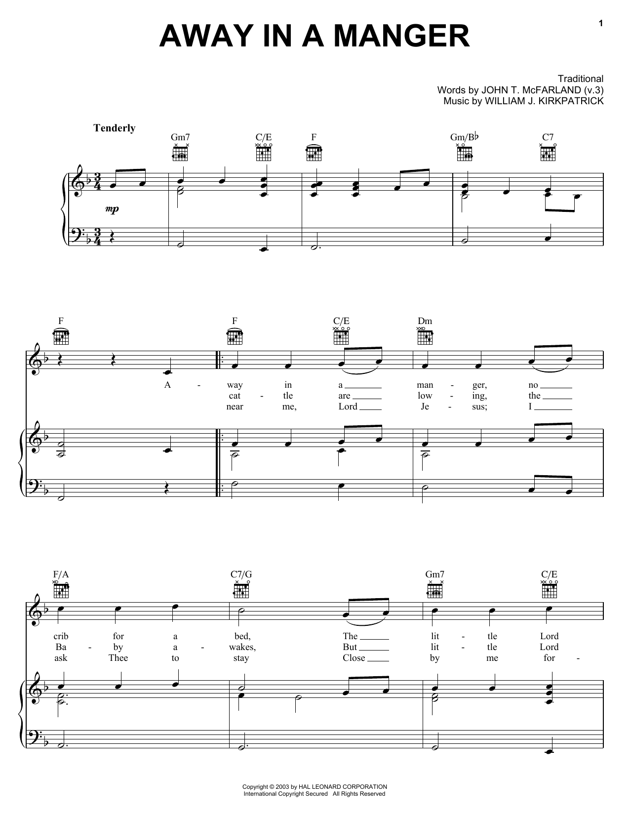 Learn to play Traditional Away In A Manger sheet music for Piano, Vocal & Guitar (Right-Hand Melody) in minutes. Traditional Away In A Manger sheet music notes and chords. Download Printable PDF.