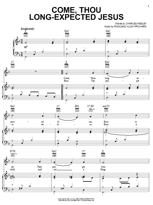 Learn to play Charles Wesley Come, Thou Long-Expected Jesus sheet music for Piano, Vocal & Guitar (Right-Hand Melody) in minutes. Charles Wesley Come, Thou Long-Expected Jesus sheet music notes and chords. Download Printable PDF.