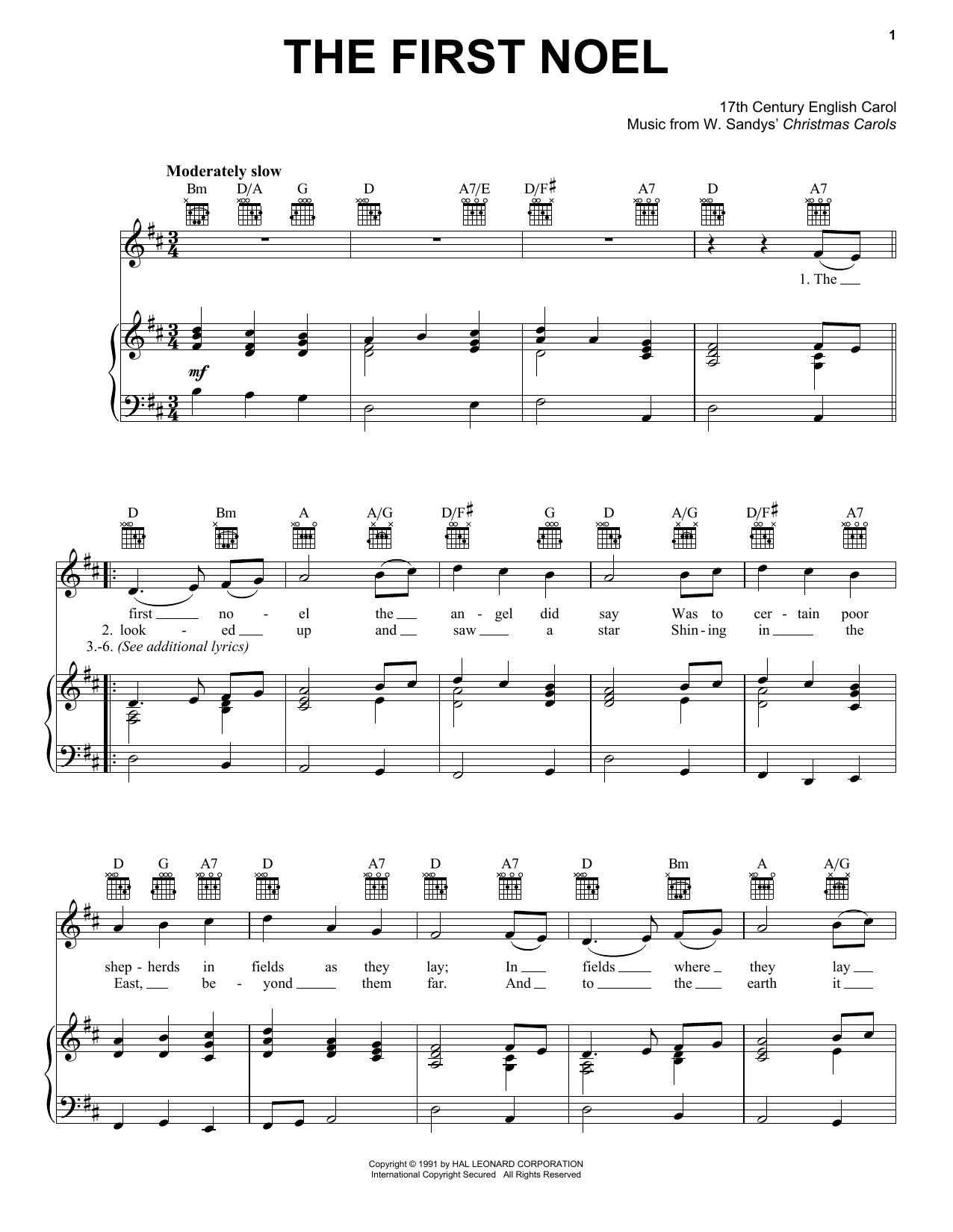 Learn to play Traditional Carol The First Noel sheet music for Piano, Vocal & Guitar (Right-Hand Melody) in minutes. Traditional Carol The First Noel sheet music notes and chords. Download Printable PDF.