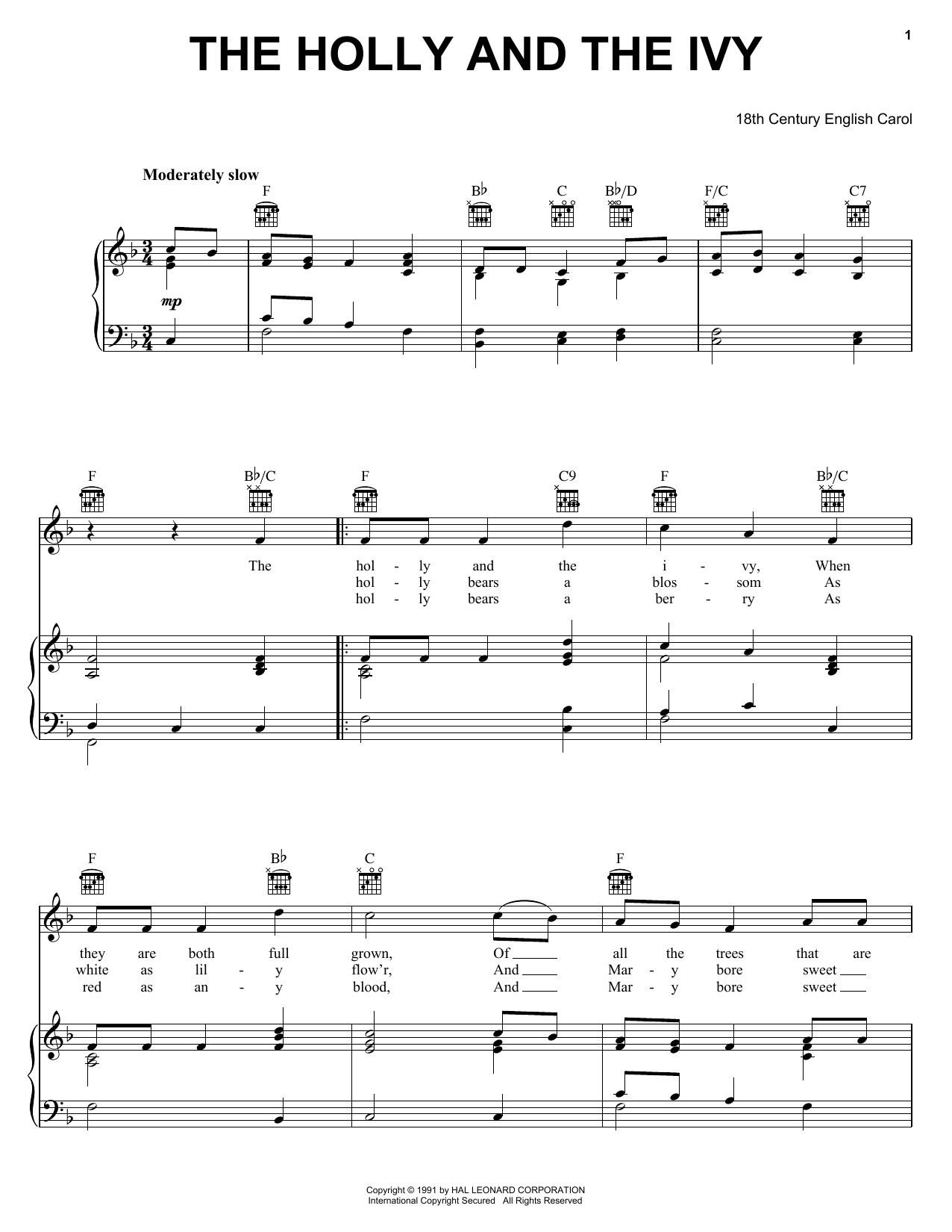Learn to play Traditional The Holly And The Ivy sheet music for Piano, Vocal & Guitar (Right-Hand Melody) in minutes. Traditional The Holly And The Ivy sheet music notes and chords. Download Printable PDF.