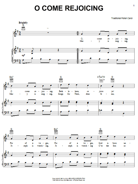 Learn to play Traditional Carol O Come Rejoicing sheet music for Piano, Vocal & Guitar (Right-Hand Melody) in minutes. Traditional Carol O Come Rejoicing sheet music notes and chords. Download Printable PDF.