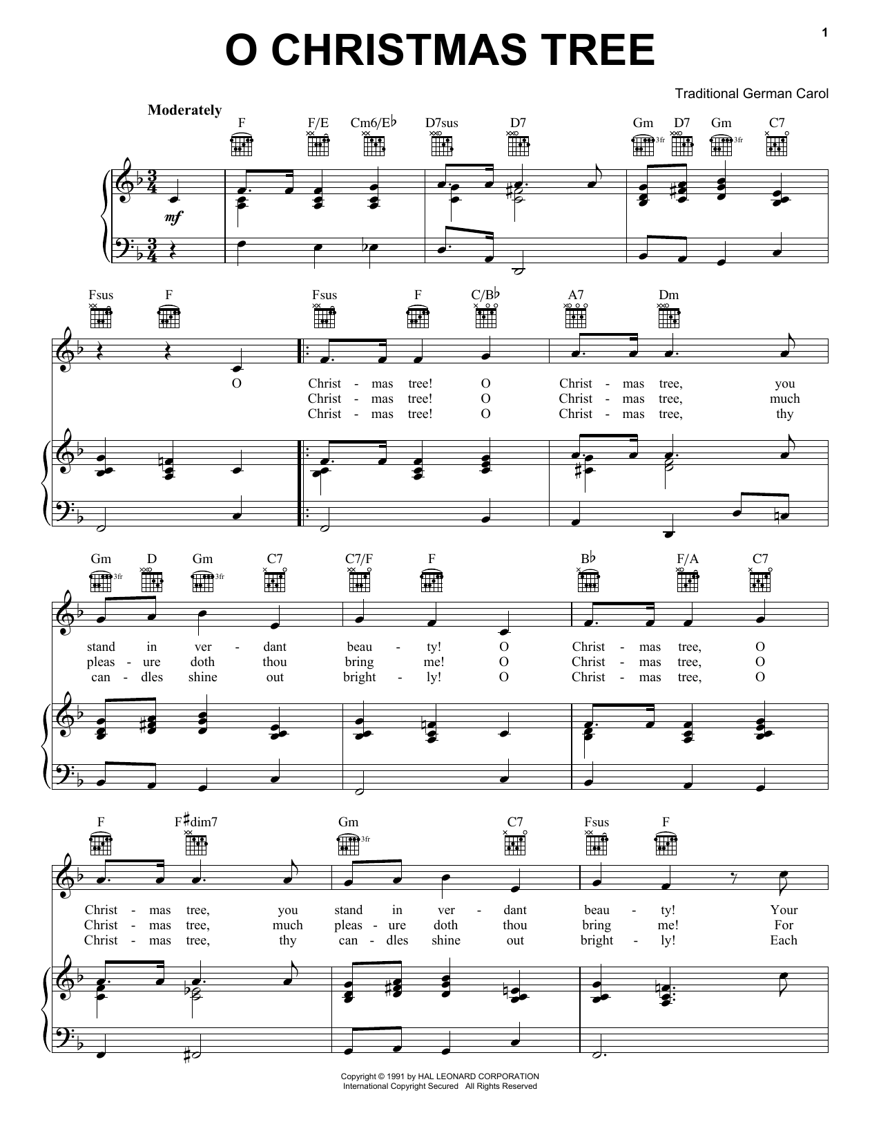 Learn to play Traditional O Christmas Tree sheet music for Piano, Vocal & Guitar (Right-Hand Melody) in minutes. Traditional O Christmas Tree sheet music notes and chords. Download Printable PDF.