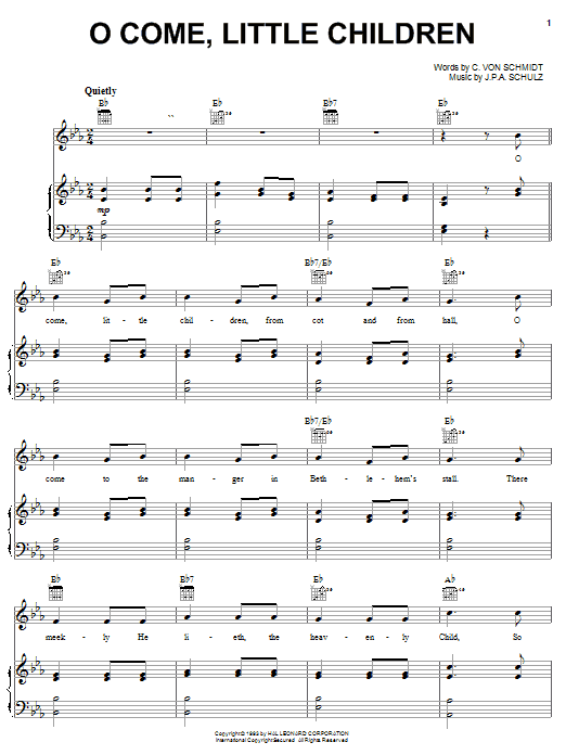 Learn to play C. von Schmidt O Come, Little Children sheet music for Piano, Vocal & Guitar (Right-Hand Melody) in minutes. C. von Schmidt O Come, Little Children sheet music notes and chords. Download Printable PDF.