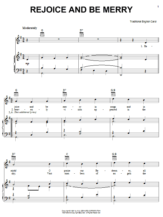 Learn to play Traditional Carol Rejoice And Be Merry sheet music for Piano, Vocal & Guitar (Right-Hand Melody) in minutes. Traditional Carol Rejoice And Be Merry sheet music notes and chords. Download Printable PDF.