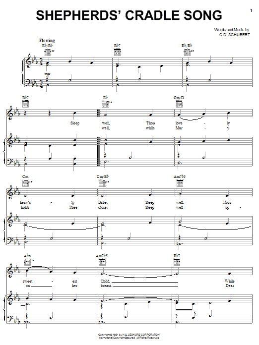 Learn to play C.D. Schubert Shepherd's Cradle Song sheet music for Piano, Vocal & Guitar (Right-Hand Melody) in minutes. C.D. Schubert Shepherd's Cradle Song sheet music notes and chords. Download Printable PDF.