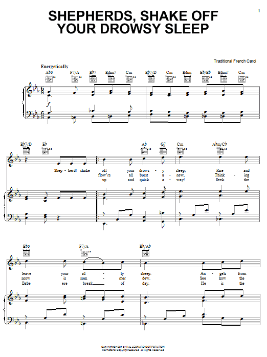 Learn to play Traditional Carol Shepherd! Shake Off Your Drowsy Sleep sheet music for Piano, Vocal & Guitar (Right-Hand Melody) in minutes. Traditional Carol Shepherd! Shake Off Your Drowsy Sleep sheet music notes and chords. Download Printable PDF.