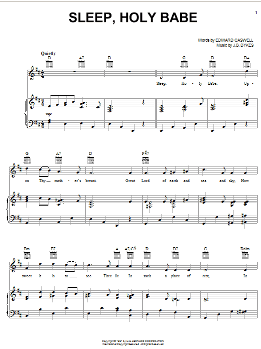 Learn to play Edward Caswall Sleep, Holy Babe sheet music for Piano, Vocal & Guitar (Right-Hand Melody) in minutes. Edward Caswall Sleep, Holy Babe sheet music notes and chords. Download Printable PDF.