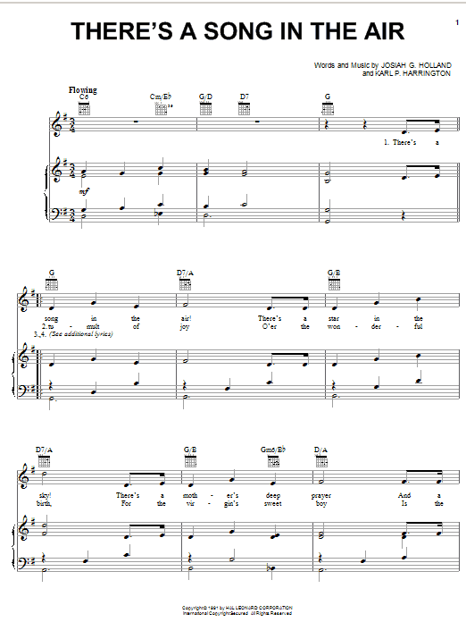 Learn to play Josiah G. Holland There's A Song In The Air sheet music for Piano, Vocal & Guitar (Right-Hand Melody) in minutes. Josiah G. Holland There's A Song In The Air sheet music notes and chords. Download Printable PDF.