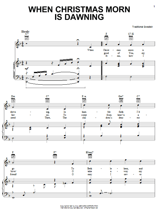 Learn to play Traditional Carol When Christmas Morn Is Dawning sheet music for Piano, Vocal & Guitar (Right-Hand Melody) in minutes. Traditional Carol When Christmas Morn Is Dawning sheet music notes and chords. Download Printable PDF.