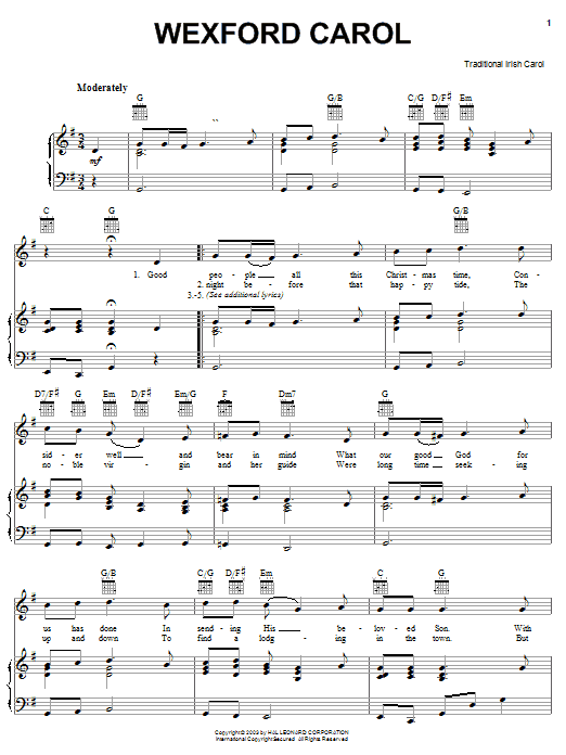 Learn to play Traditional Carol Wexford Carol sheet music for Piano, Vocal & Guitar (Right-Hand Melody) in minutes. Traditional Carol Wexford Carol sheet music notes and chords. Download Printable PDF.