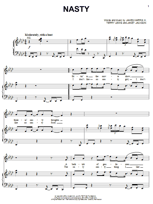 Learn to play Janet Jackson Nasty sheet music for Piano, Vocal & Guitar (Right-Hand Melody) in minutes. Janet Jackson Nasty sheet music notes and chords. Download Printable PDF.