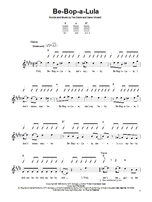 Learn to play Gene Vincent Be-Bop-A-Lula sheet music for Guitar with strumming patterns in minutes. Gene Vincent Be-Bop-A-Lula sheet music notes and chords. Download Printable PDF.