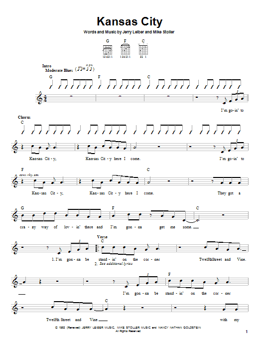 Learn to play Wilbert Harrison Kansas City sheet music for Easy Guitar in minutes. Wilbert Harrison Kansas City sheet music notes and chords. Download Printable PDF.