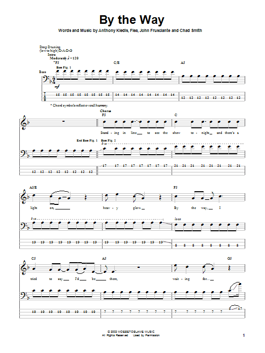 Learn to play Red Hot Chili Peppers By The Way sheet music for Bass Guitar Tab in minutes. Red Hot Chili Peppers By The Way sheet music notes and chords. Download Printable PDF.