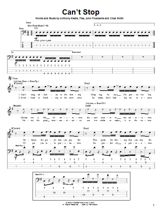 Learn to play Red Hot Chili Peppers Can't Stop sheet music for Bass Guitar Tab in minutes. Red Hot Chili Peppers Can't Stop sheet music notes and chords. Download Printable PDF.