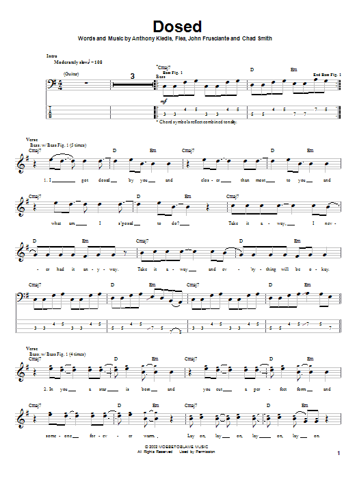 Learn to play Red Hot Chili Peppers Dosed sheet music for Bass Guitar Tab in minutes. Red Hot Chili Peppers Dosed sheet music notes and chords. Download Printable PDF.
