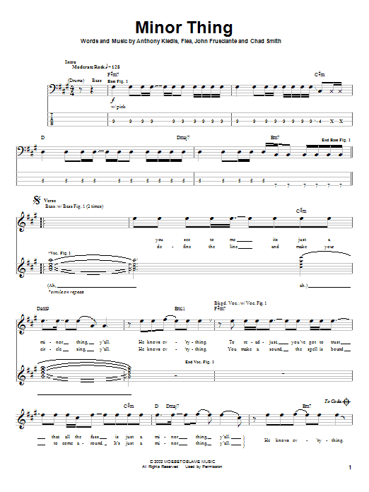 Learn to play Red Hot Chili Peppers Minor Thing sheet music for Bass Guitar Tab in minutes. Red Hot Chili Peppers Minor Thing sheet music notes and chords. Download Printable PDF.