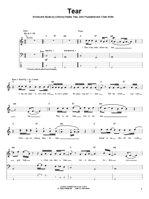 Learn to play Red Hot Chili Peppers Tear sheet music for Bass Guitar Tab in minutes. Red Hot Chili Peppers Tear sheet music notes and chords. Download Printable PDF.