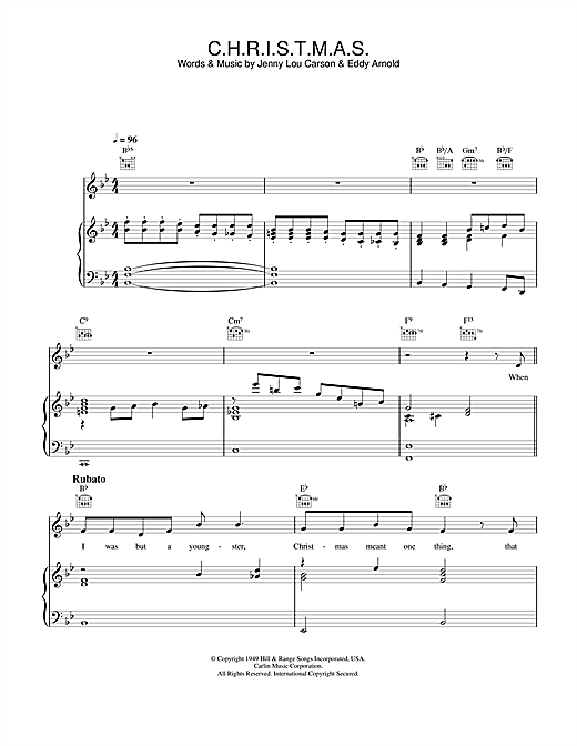 Learn to play Perry Como C.H.R.I.S.T.M.A.S. sheet music for Piano, Vocal & Guitar in minutes. Perry Como C.H.R.I.S.T.M.A.S. sheet music notes and chords. Download Printable PDF.
