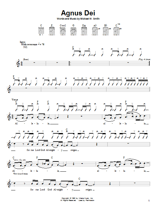 Learn to play Michael W. Smith Agnus Dei sheet music for Guitar with strumming patterns in minutes. Michael W. Smith Agnus Dei sheet music notes and chords. Download Printable PDF.