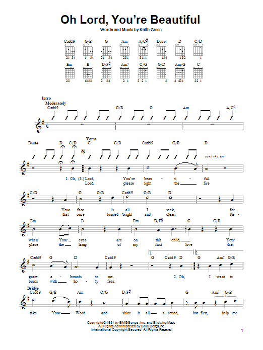 Learn to play Keith Green Oh Lord, You're Beautiful sheet music for Guitar with strumming patterns in minutes. Keith Green Oh Lord, You're Beautiful sheet music notes and chords. Download Printable PDF.