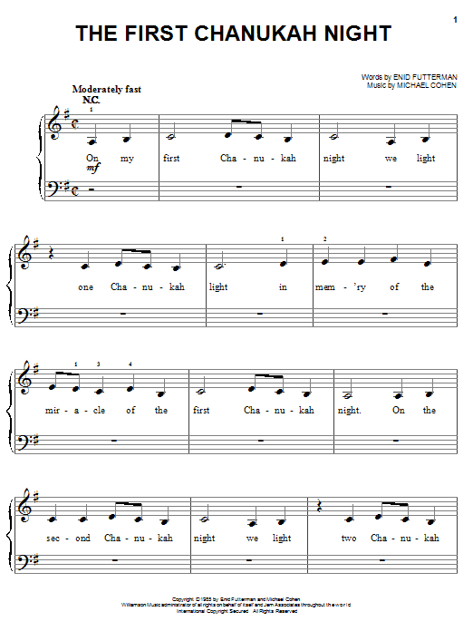 Learn to play Enid Futterman The First Chanukah Night sheet music for Easy Piano in minutes. Enid Futterman The First Chanukah Night sheet music notes and chords. Download Printable PDF.