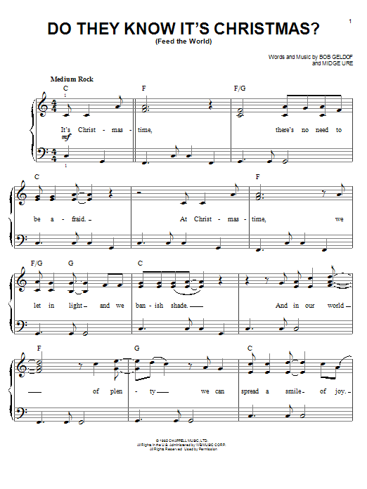 Learn to play Band Aid Do They Know It's Christmas? sheet music for Easy Piano in minutes. Band Aid Do They Know It's Christmas? sheet music notes and chords. Download Printable PDF.