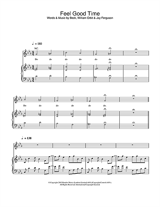 Learn to play Pink Feel Good Time sheet music for Piano, Vocal & Guitar in minutes. Pink Feel Good Time sheet music notes and chords. Download Printable PDF.